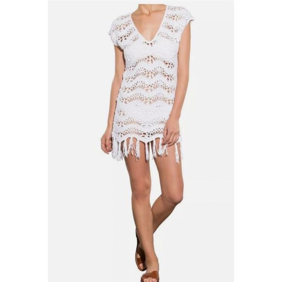 Shoshanna Swim Ivory Dolman Sleeve Macramé Tunic Size Small - Picture 4 of 10